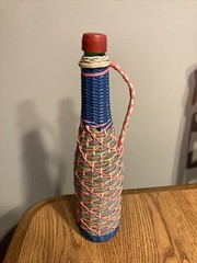 Woven Wrapped Wine Bottle Decanter Jug 14 Inches