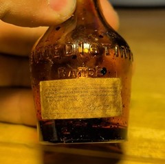 Vintage Labeled Amber Benedictine Sample Wine Bottle Bande New York Liquor