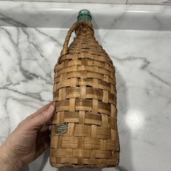 Vintage 1959 BOLLA Wine Wicker Wrapped Green Glass Bottle 16 1/2 Inches Tall