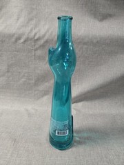 W/Cork! Happy Cat Moselland Green Cat Shaped Glass Wine Bottle 2023 Rheinhessen