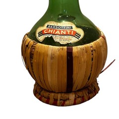 Vtg Italian Green Glass 45.5” Tall Chianti Wine Bottle Decanter MCM W/ Stickers