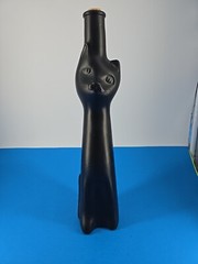 Mid Century Modern Black Cat Wine Bottle 13&Prime; Retro Style Rheinhessen-Riesling