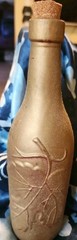 Vintage Frosted Glass wine bottle with embossed grapes design with cork