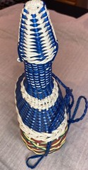 Boho Mid Century Woven Scoubidou Wicker Wrapped Viresa Wine Bottle – vintage
