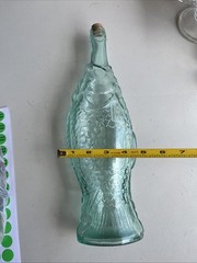 Emerald Green Fish Shaped Wine Bottle 13&Prime;Tall Vintage