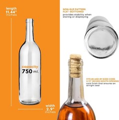 750ml Clear Wine Bottles Pack of 12 W5 Bordeaux Liquor Bottles 750 ml Empty