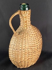 Old Mudeira Wine Maimsey Sweet Wicker Wrapped Empty Bottle Portugal