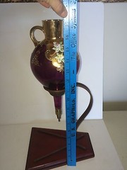 Vintage Hand Blown Purple Wine Dispenser W Stand Very Unusual Hand Painted Glass