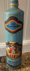 Vintage 1979 MELKMEISTER STONEWARE Wine BOTTLE Colorful Paper Labels