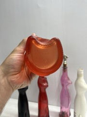 Riesling Happy Cat Orange Black White Pink Red Figural Glass Empty Bottles