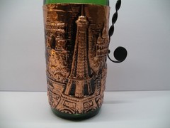 Wine Bottle Decanter Paris France Eiffel Tower Empty Bar Deco Copper