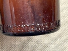 vintage quart brown glass bottle, Andrew Mattei, Fresno California, likely wine