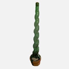 Vtg Empoli 34” Tall Glass Green Bottle Italy Chianti Swirl Cork Label Basket