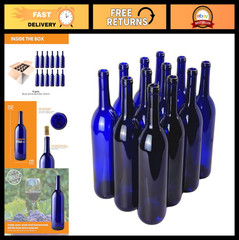 750ml Cobalt Blue Wine Bottles (Pack of 12) – Empty Bordeaux Liquor Bottles