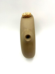 Vintage MCM 1970s Hartstone Ceramic Pottery Wine Decanter Tote with Cork Stopper