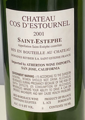 Cos D&rsquo;Estournel 2001 Empty Bottle, 750 ml, French Red Bordeaux