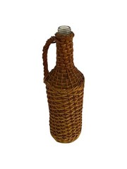 Vintage Woven Wicker Wine Bottle Glass Jug Rustic Handmade 1L Decor