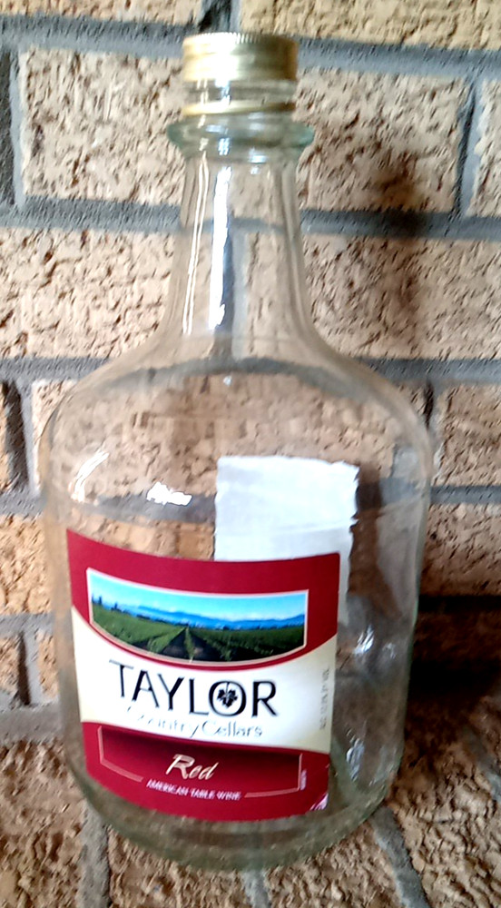 Taylor Red Wine 3 Liter Clear Glass Bottle/Jug With Cap– Empty & Clean