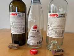 JAWS 50th Anniversary Amity Island Red, White & Blue Wine/Spritzer Bottles EMPTY