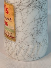 Vtg Hazel Atlas Black Splatter Wine Bottle Milk Glass Welch&rsquo;s MCM Bar 1950s