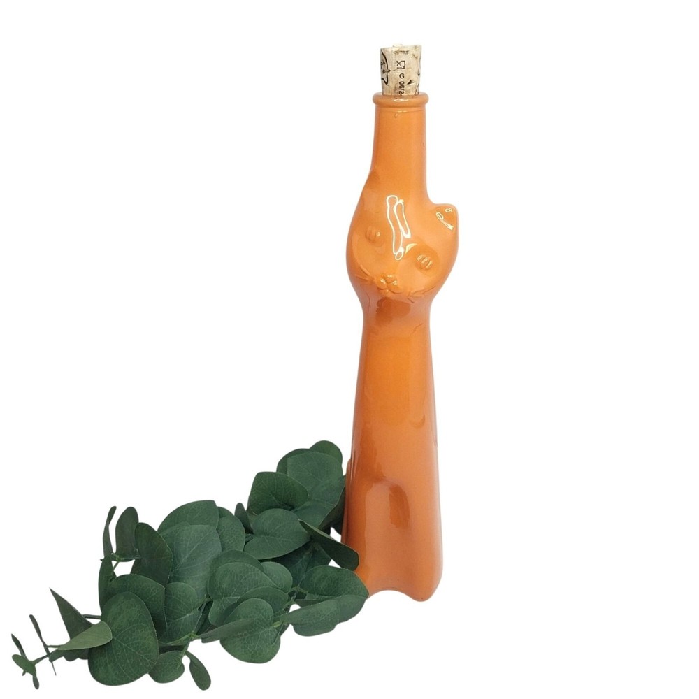 Happy Cat Moselland Orange Opaque Cat-Shaped Empty Wine Bottle 2023 Rheinhessen
