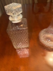 Cut Etched Crystal Liquor Bottle with Stopper Excellent Condition