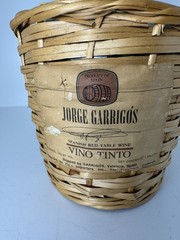 Vintage Farmhouse Demijohn Wine Bottle Aqua Glass, Wicker Wrapped, 12” Tall
