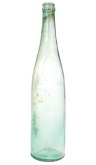 California Blair 13&Prime; Tall Vintage Glass Embossed Wine Bottle Green Tint Bubbles