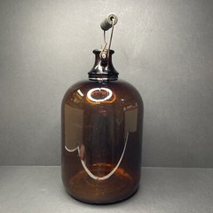Antique 1930s Brown Glass Wine Jug Jar 1 gal One Gallon With Carrying Handle
