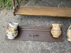 Splendid vintage collection of empty Italian Chianti flascas and ceramic jags