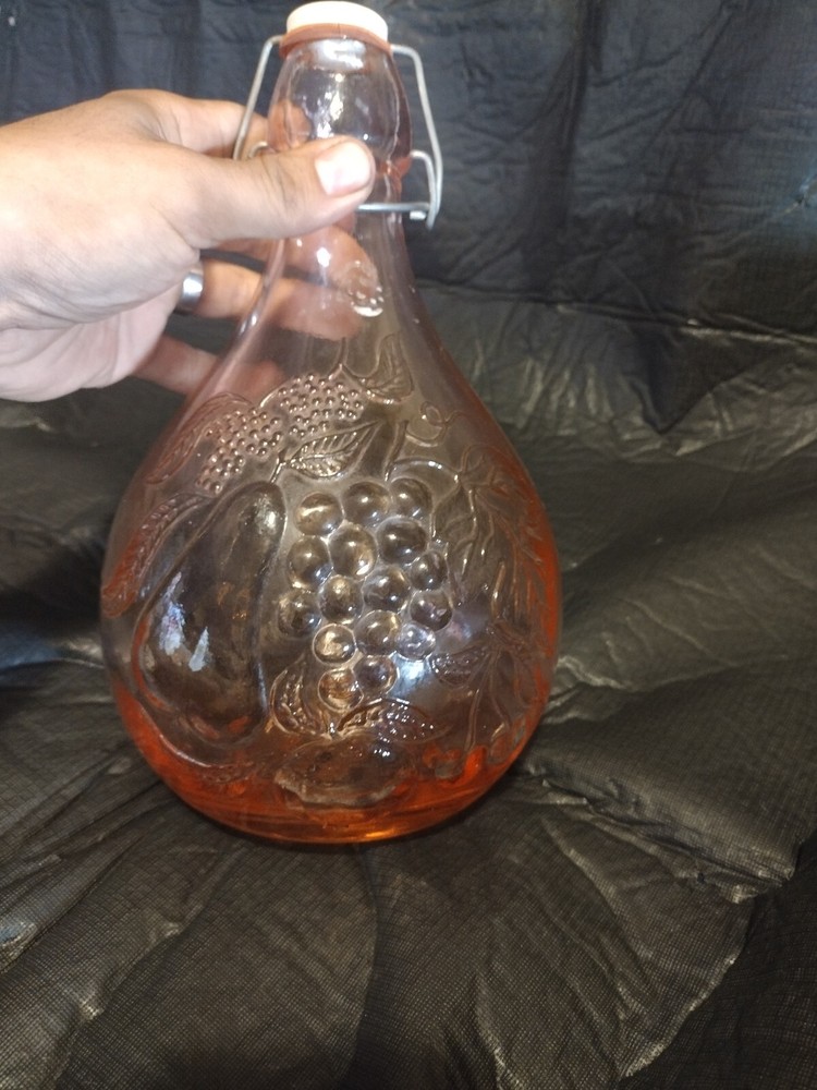 pink Milano Vaseline glass decanter Jus De Fruits