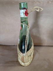 Vintage 1969 Santi Bardolino Verona Italy Green Glass Wine Bottle Wicker Wrapped