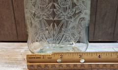 Vintage 1990 Floral Etched Norman Kosarin Carafe Paul Masson Vineyards Daffodil