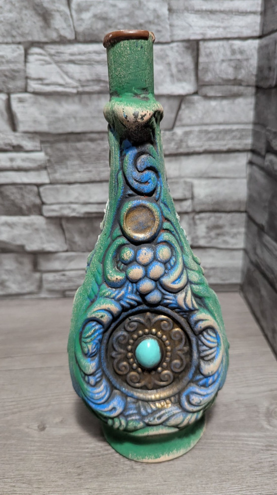 12&Prime; Ceramic Wine Genie Fantasy Bottle Pirate Decor Halloween Prop Jar Figurine