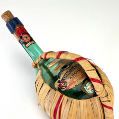 Vintage 1970 Chianti Fiasco Straw Empty Bottle Wrapped Italy 1 Qt Decor 11&Prime; Aqua