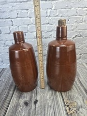 Vintage Stoneware Moonshine Wine Bottles Red/Brown Jugs