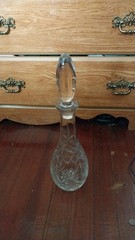 Vintage Cut Glass Crystal Wine Decenter Clear Crystal 3 Rose Around Wine Bottle