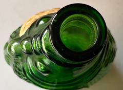 2 ANTINORI Green Glass Fish Decanters 1965 10.5&Prime; & 8&Prime; BIANCO White Wine Ital