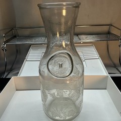 Paul Masson Since 1852 Embossed Glass Milk Bottle Carafe Decanter Vintage Juice