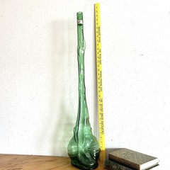 Vtg 32” Italian Chianti Wine Bottle Celine Glass Decanter Snail Shaped MCM EVC