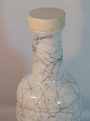 Vtg Hazel Atlas Black Splatter Wine Bottle Milk Glass Welch&rsquo;s MCM Bar 1950s