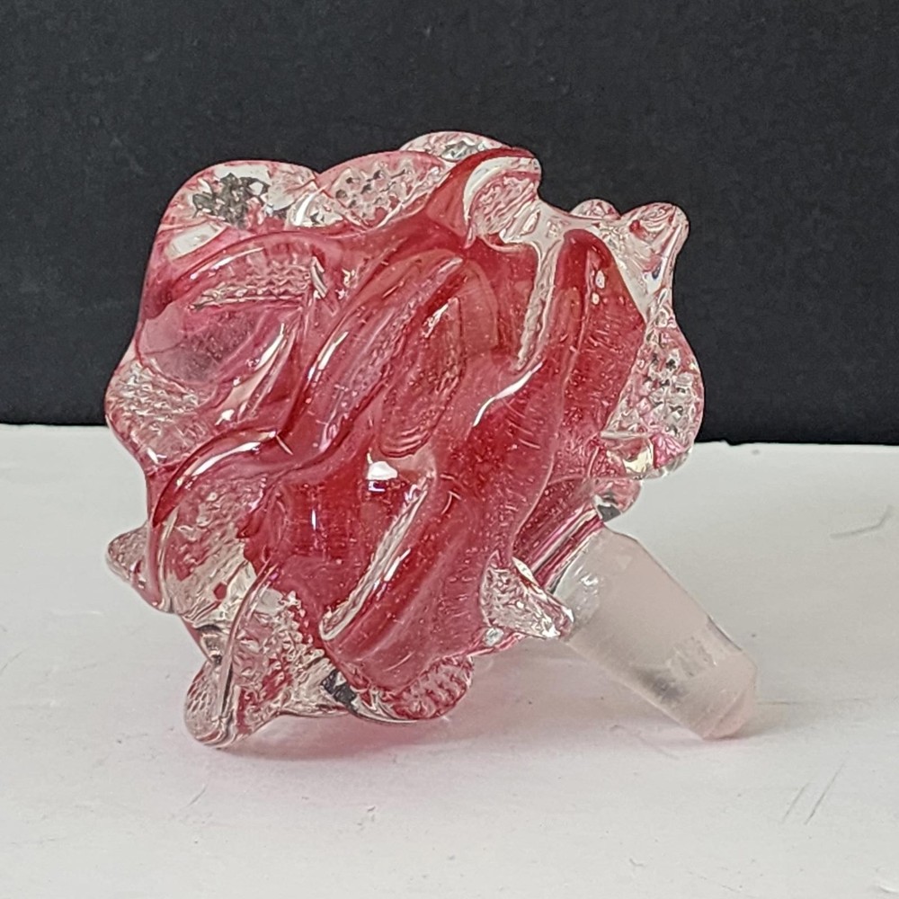 Vintage Pink Rose Wine Stopper – Hand Blown Glass Verrerie d&rsquo;art Belle Époque