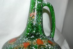 Hand Painted strawberries floral Half Gallon Glass Jug Wine Bottle Folk Art