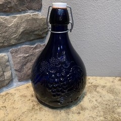 Vintage Hand Blown Casadis Milano Cobalt Blue « Jus de Fruits » Glass Jug Italy