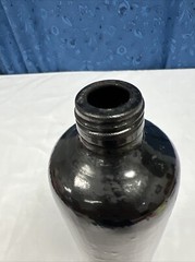 Vintage Beameister Roselbluemchen Black Stoneware Wine Bottle Empty Germany 1966