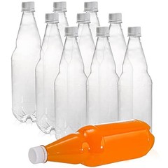 10 Pcs 33 oz Plastic Soda Bottles with Caps, 1L Disposable Long Neck Wine