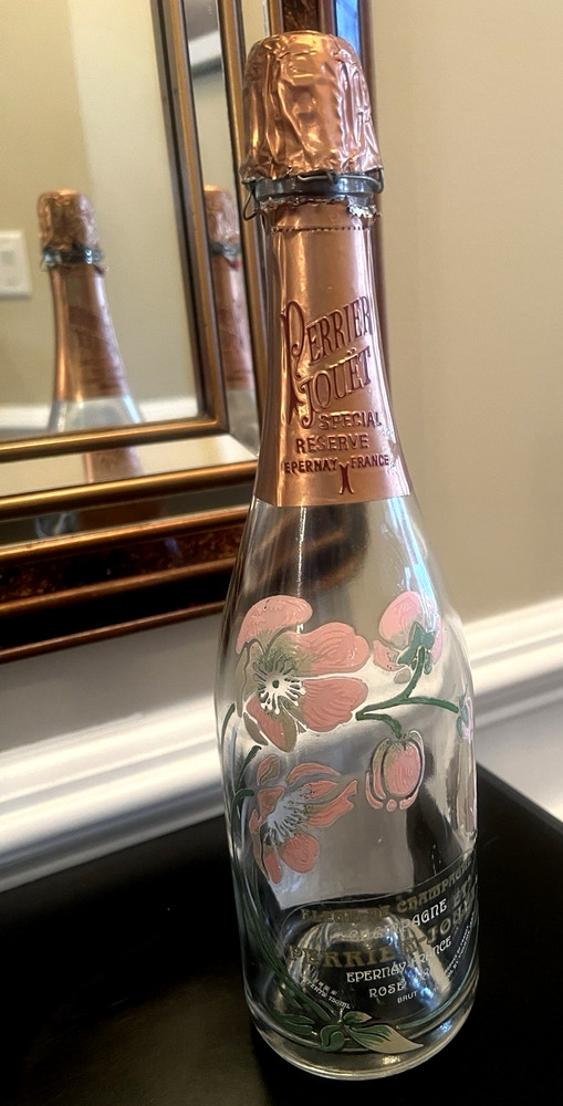 Perrier Jouet Rose Champagne Bottle EMPTY 1986 Collectible 750ml Craft Upcycle