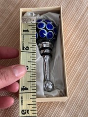 Vintage Silver Plated Cobalt Glass Bottle Wine Cap Lid Collectible Made in Italy