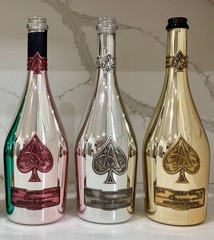ACE OF SPADES Armand de Brignac 3 Empty Champagne Bottle & Box Pink Silver Gold