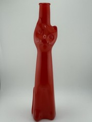 Red Happy Cat Glass Wine Bottle 13 in. Collection Fun Cats! 🐱
